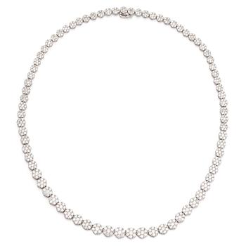 An 18K white gold necklace set with  diamonds totalling approx. 17.62 ct according to engraving. Foreign hallmarks.