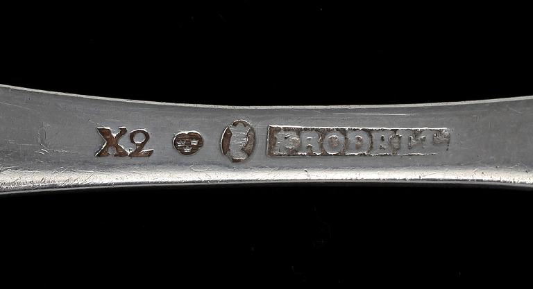 PARTI BESTICK, silver 14 st, bland annat J. Henrik Frodell, Stockholm, 1804. Vikt ca 565g.