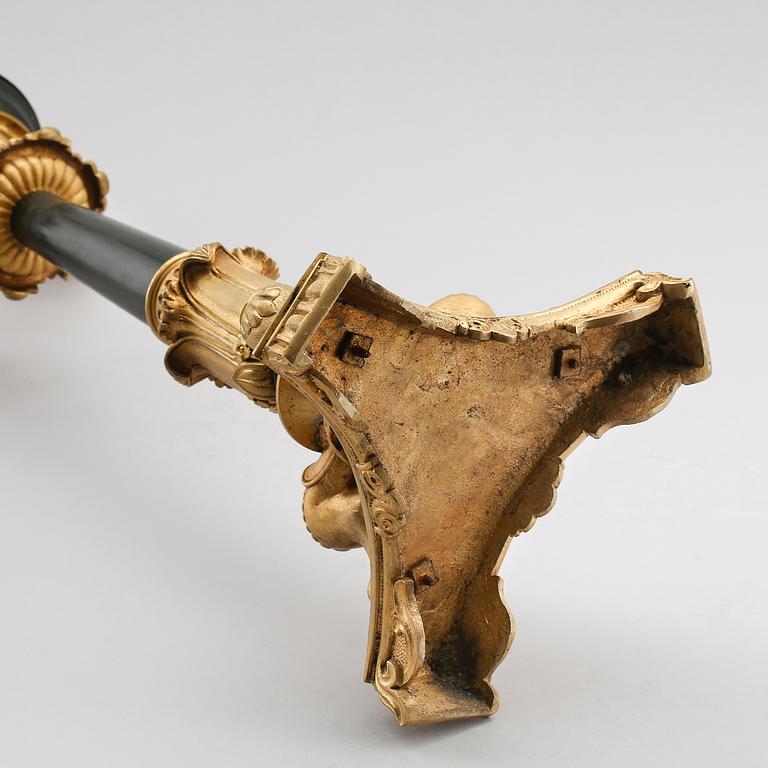 KANDELABER, förgylld brons, empirestil, 1800-tal.
