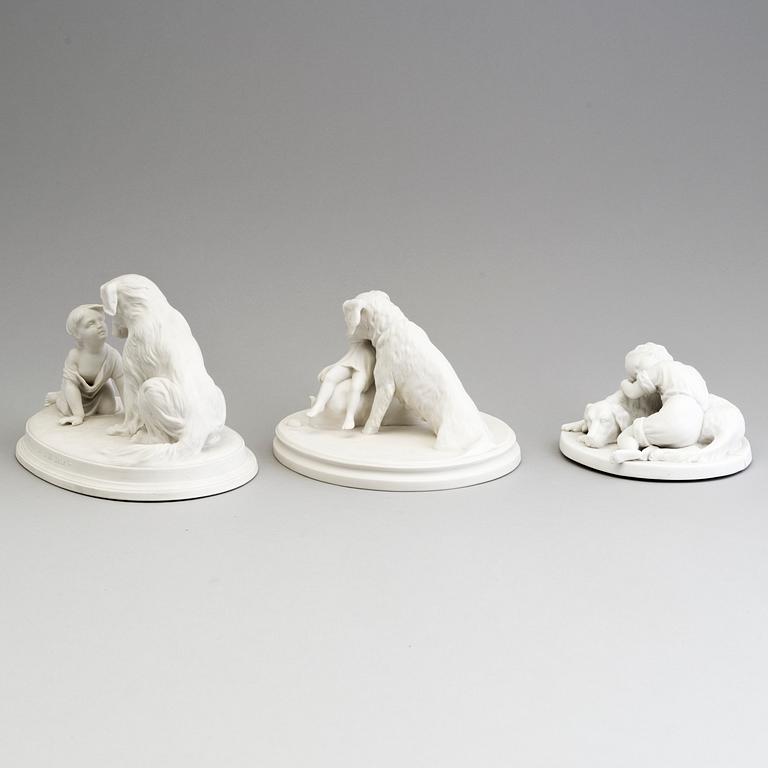THREE PARIAN GROUPS, Gustafsberg, early 20th century.