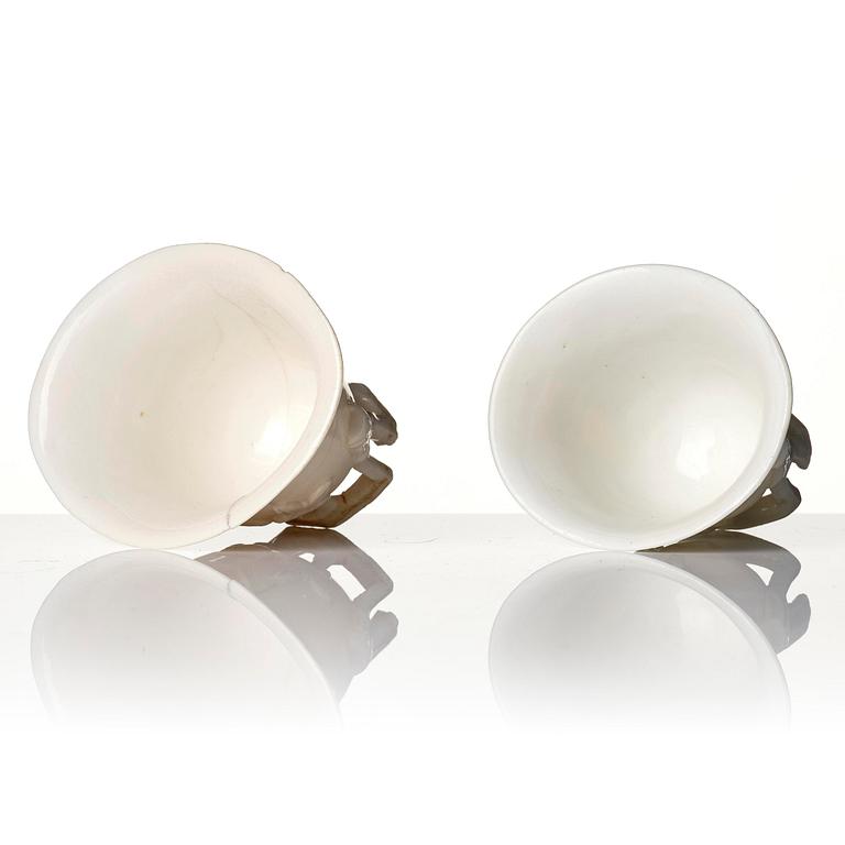 A set of three blanc de chine cups, Qing dynasty, Kangxi (1662-1722).