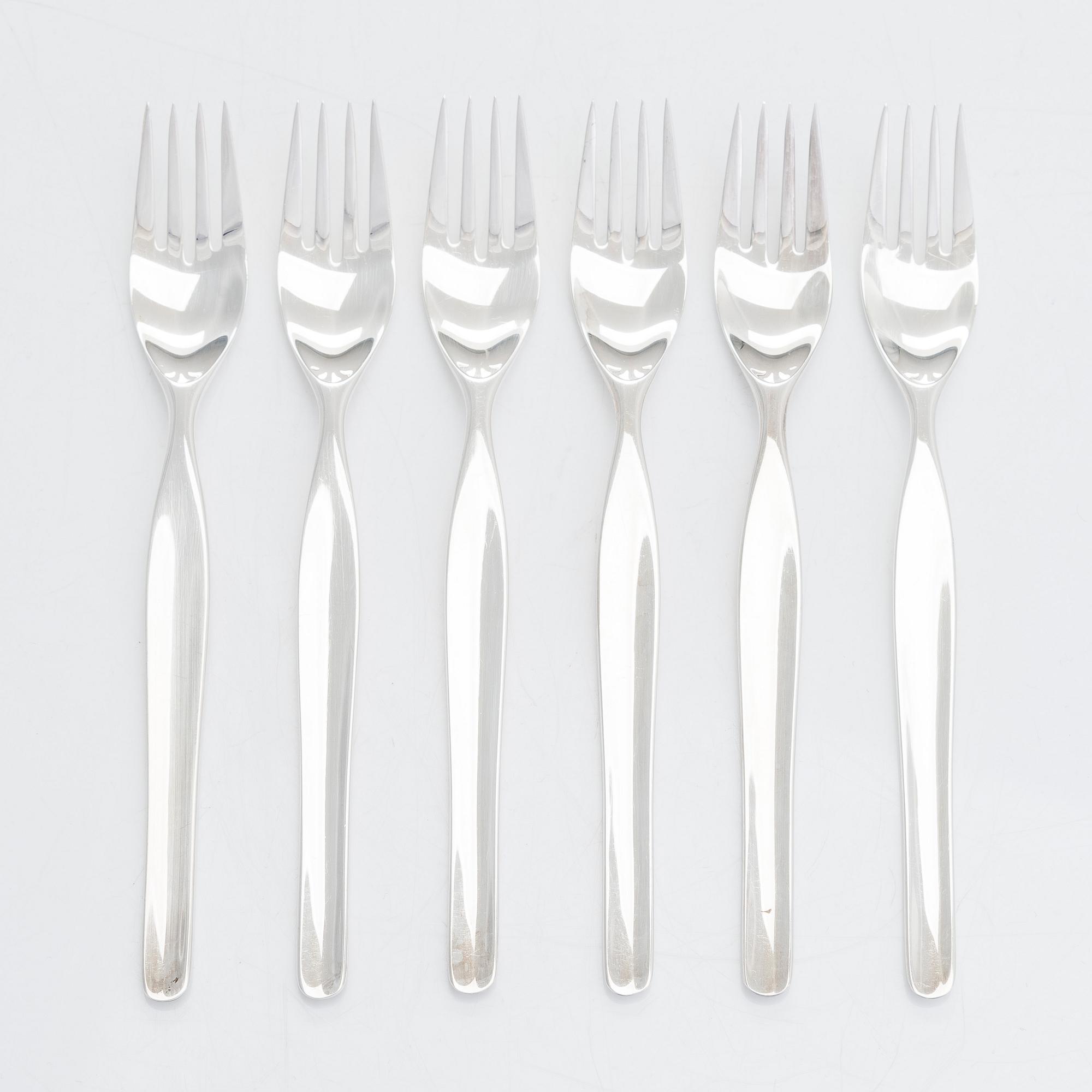 Tapio Wirkkala, bestickuppsättning, 19 dlr, silver, "Tapio", Kultakeskus, Tavastehus 1980-tal.