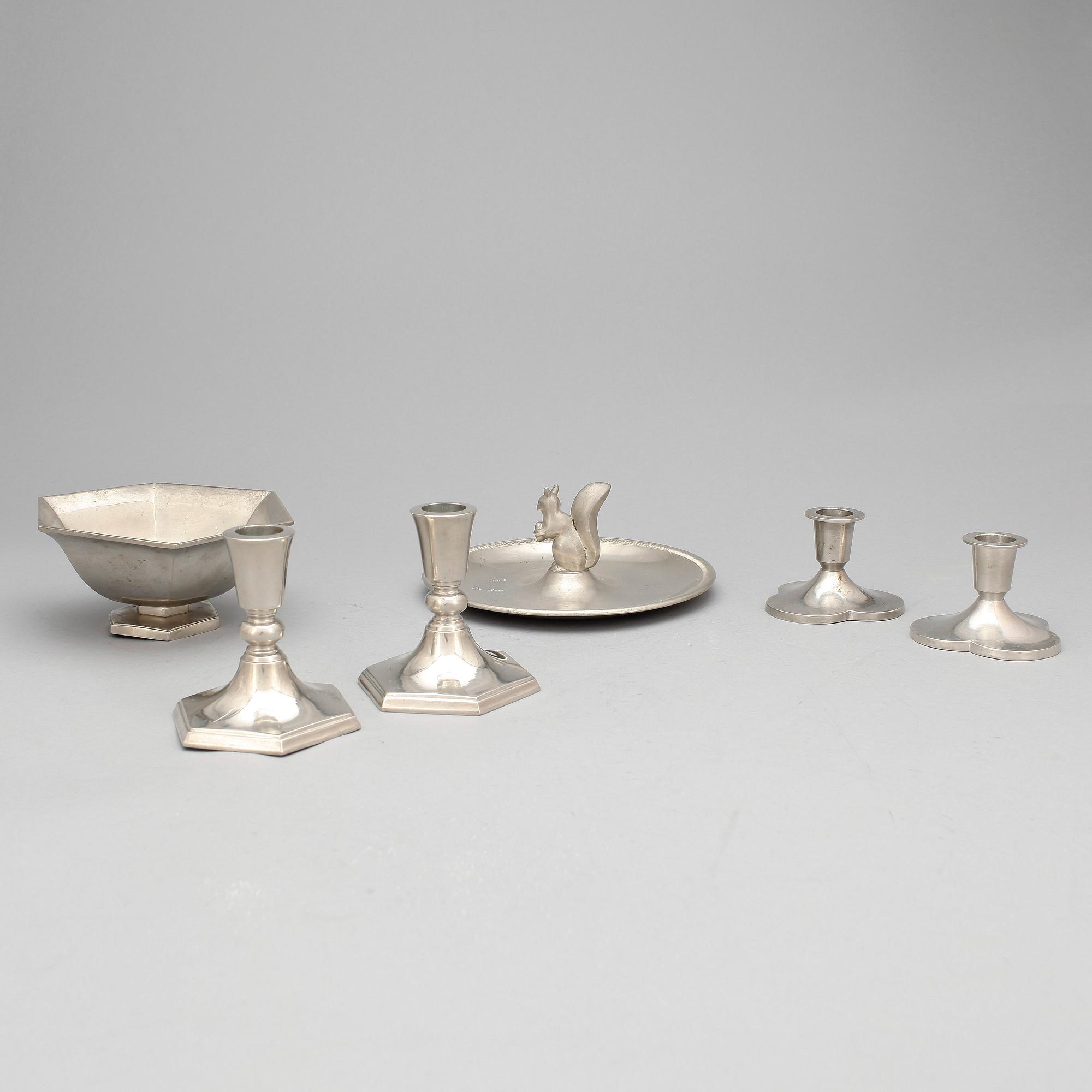 JUST ANDERSEN, parti om 6 delar, tenn, 1920/30-tal.