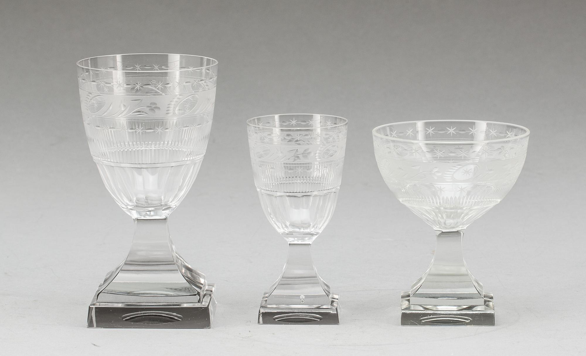 GLASSERVIS, 40 delar, "No:75", Kosta, 1900-talets första hälft.