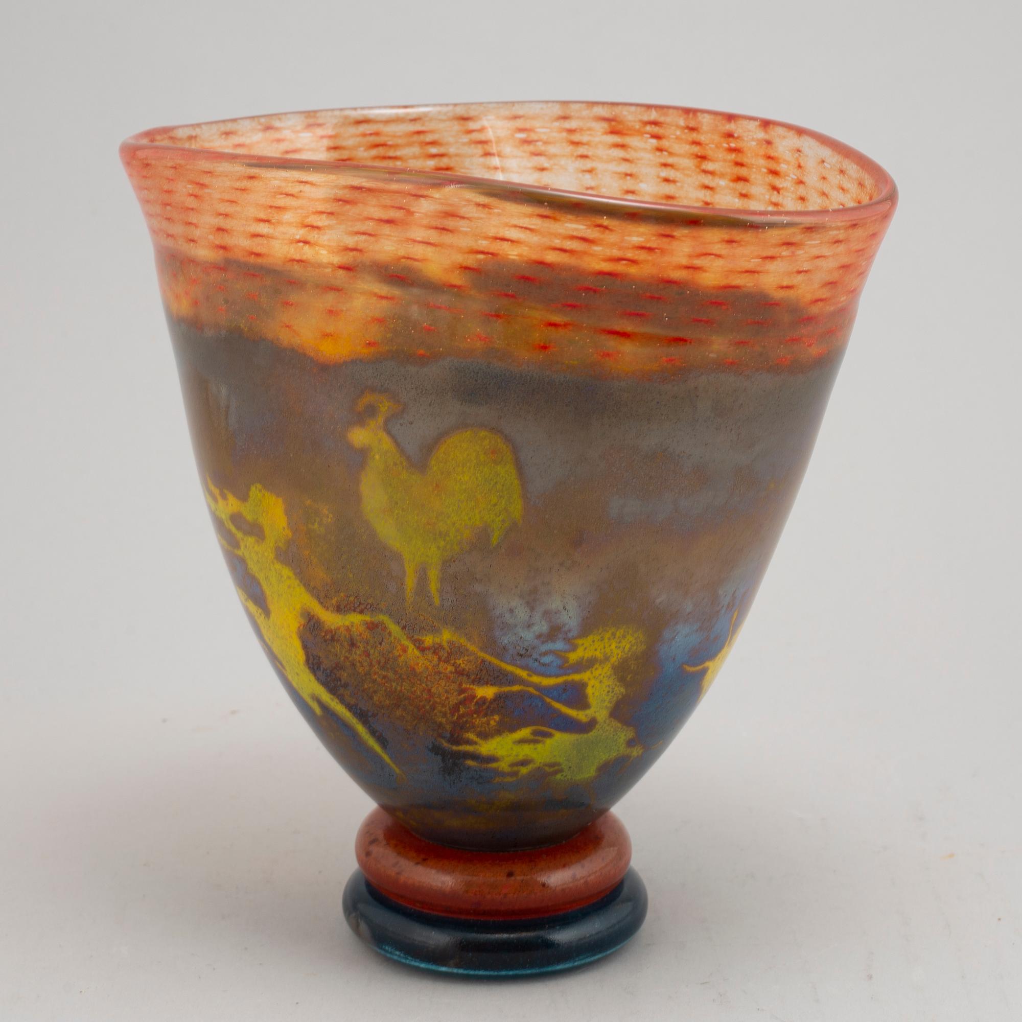 Kjell Engman, a unique glass vase, Kosta,1992.