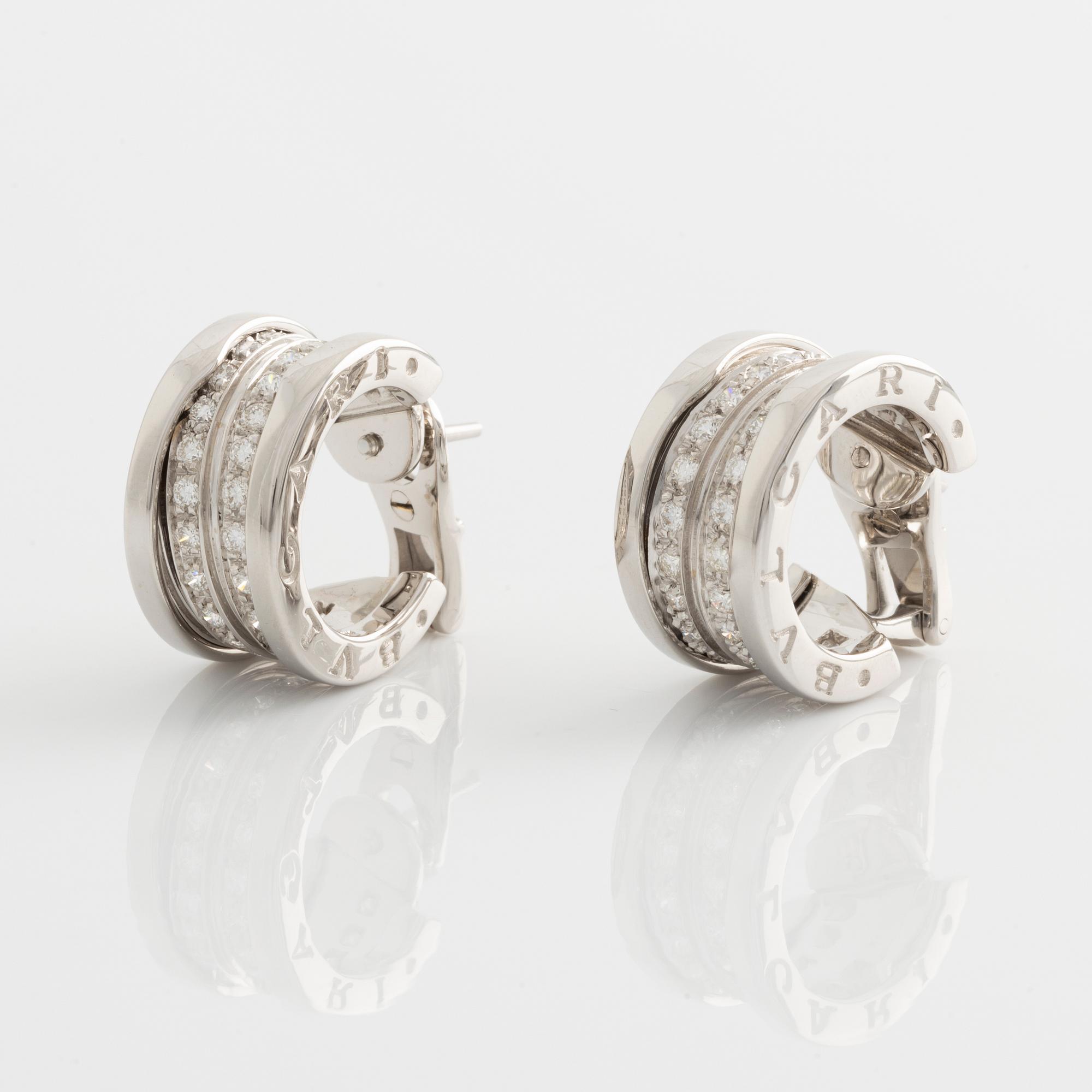 Bulgari, örhängen, "B Zero1", vitguld med briljantslipade diamanter.