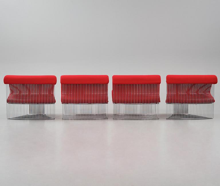 Verner Panton, a four-part "Pantonova" modular sofa, model "105T" & "106T", Fritz Hansen, Denmark, post 1971.