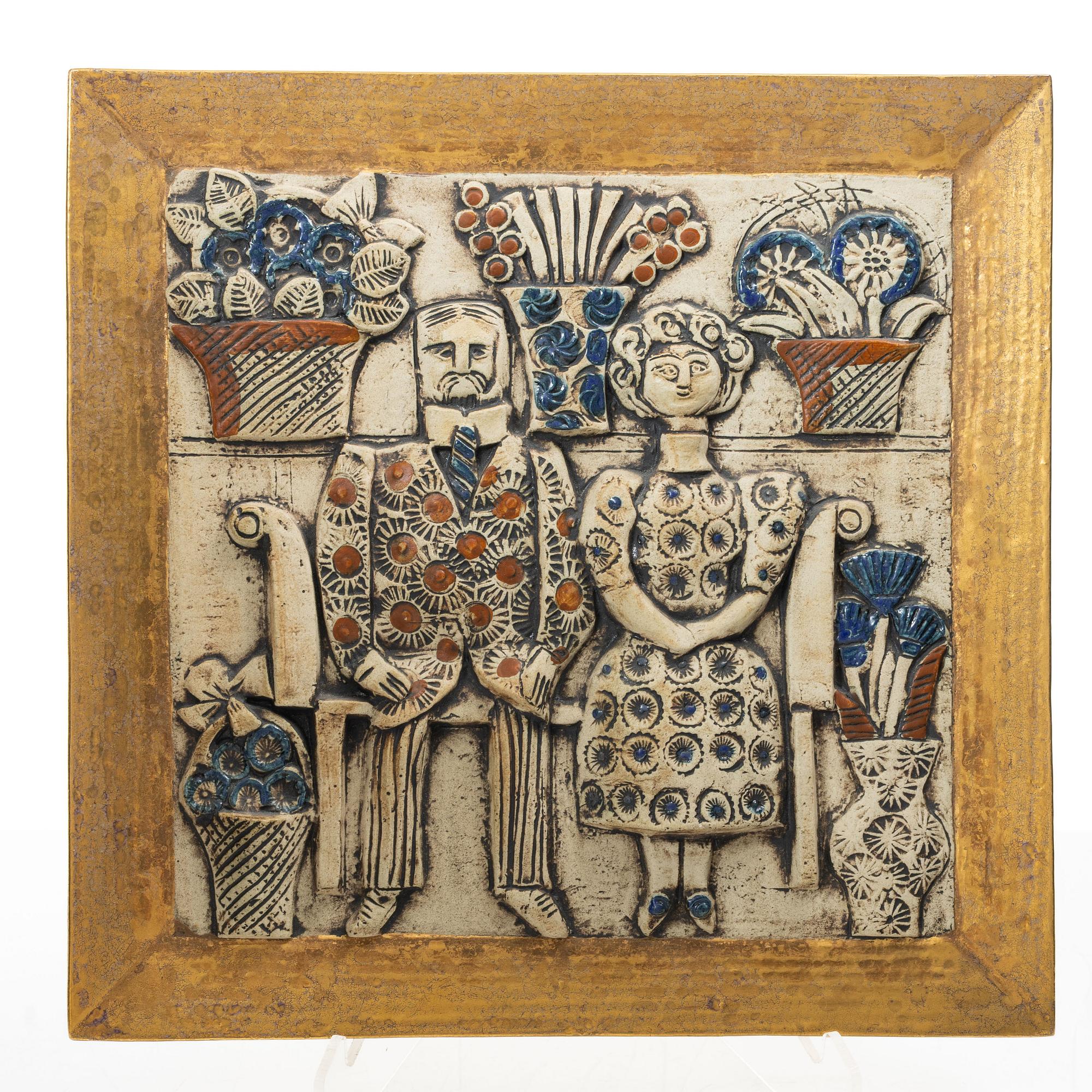 Lisa Larson, väggrelief, stengods, "Jubileum", Gustavsberg.