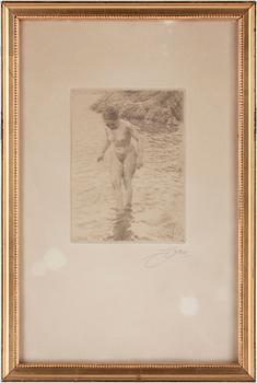 Anders Zorn · ANDERS ZORN, etsning, plåtsign o dat 1915, blyertssign.