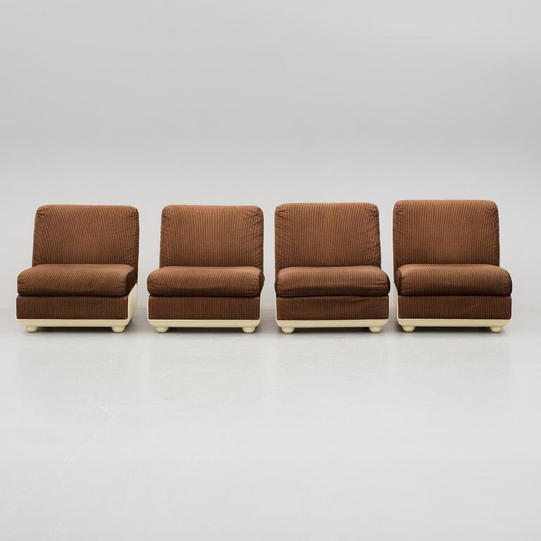 FÅTÖLJER/MODULSOFFA, 4 stycken, 1970-tal.