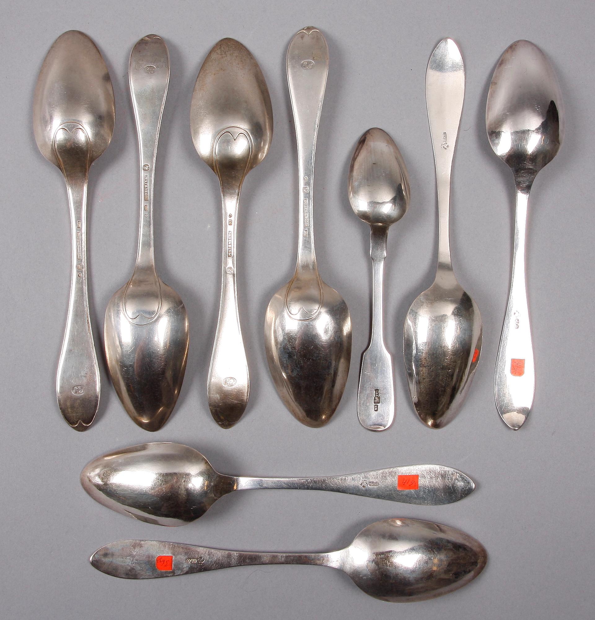 SILVERSKEDAR, 9 st, bl a Magnus Stenberg, Andreas Silfverberg, Ystad, 1800-tal.