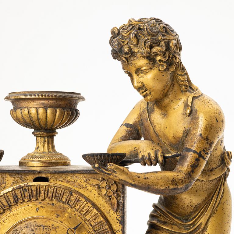 An Empire mantle clock, France, first half of the 19th century.