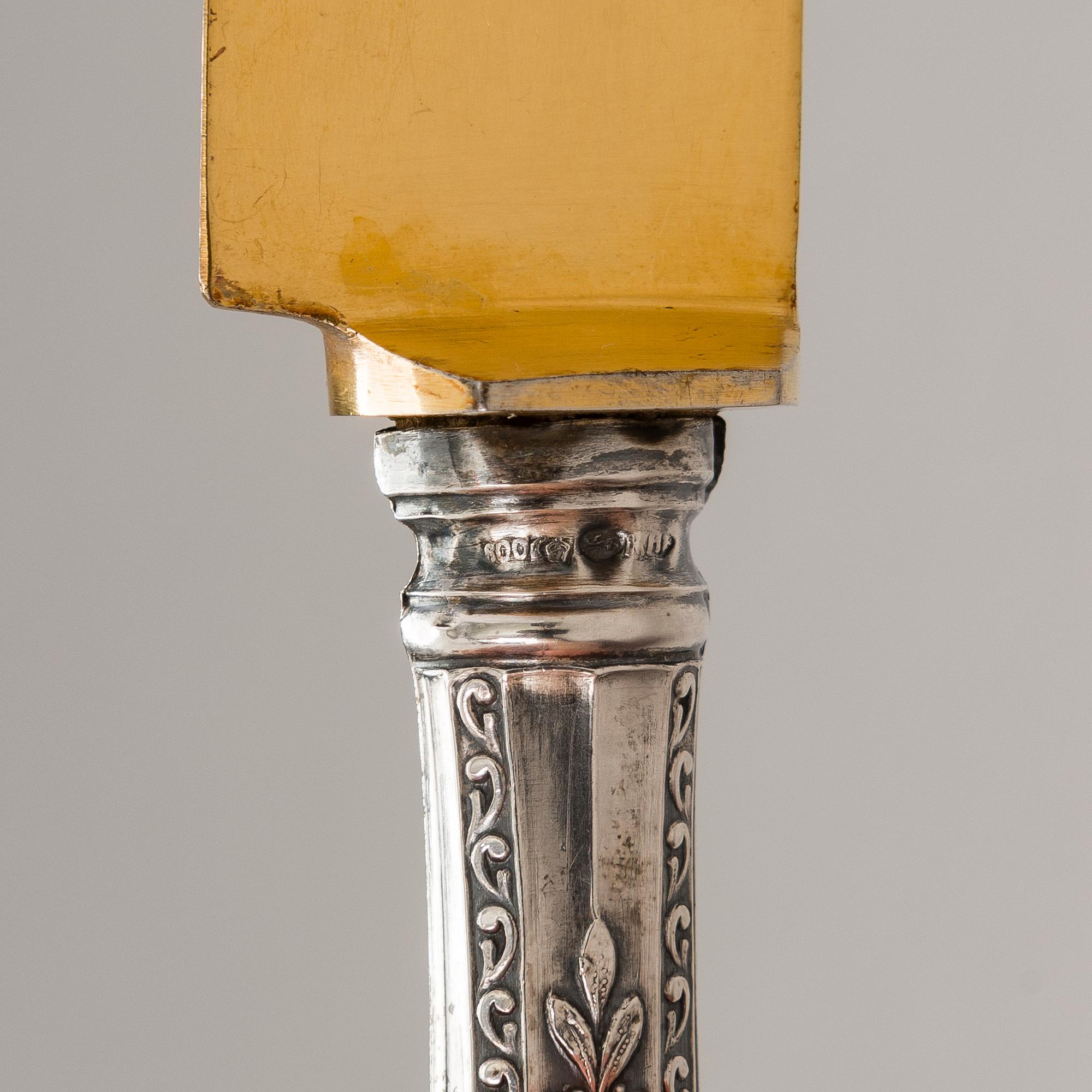 SERVERINGSBESTICK, 2 par, silver och förgyllt stål, Karl Hohmann, Pforzheim, Tyskland, 1920-30-tal.