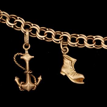 GULDARMBAND, 2 st, 18k guld, 1960-tal Sverige. Total vikt ca 31 gram.