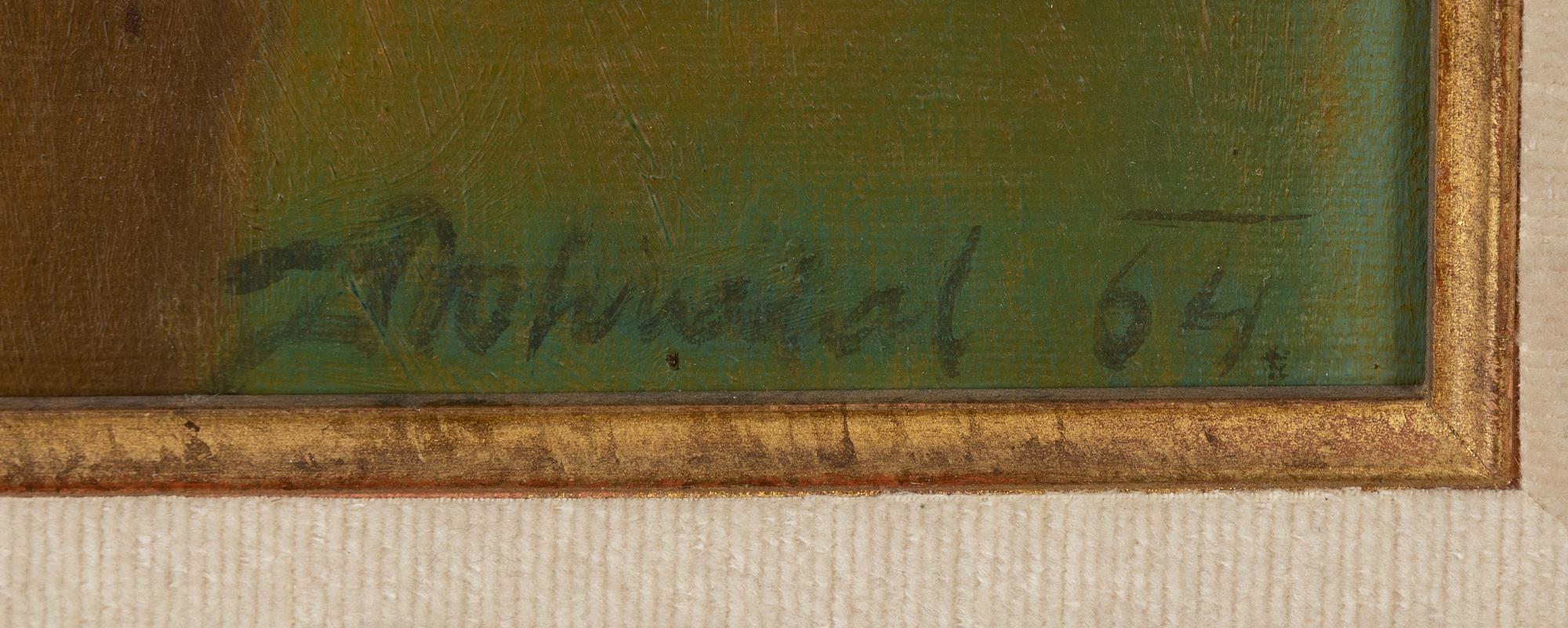 Josef Vohrabal, oil on canvas/paper-panel, signed and dated -64.