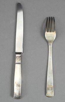 BESTICK, 12 delar, silver "Rosenholm", Guldsmedsaktiebolaget GAB, Stockholm 1956.
