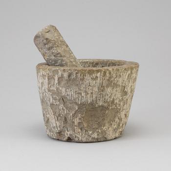 A LIMESTONE MORTAR, 18th century.