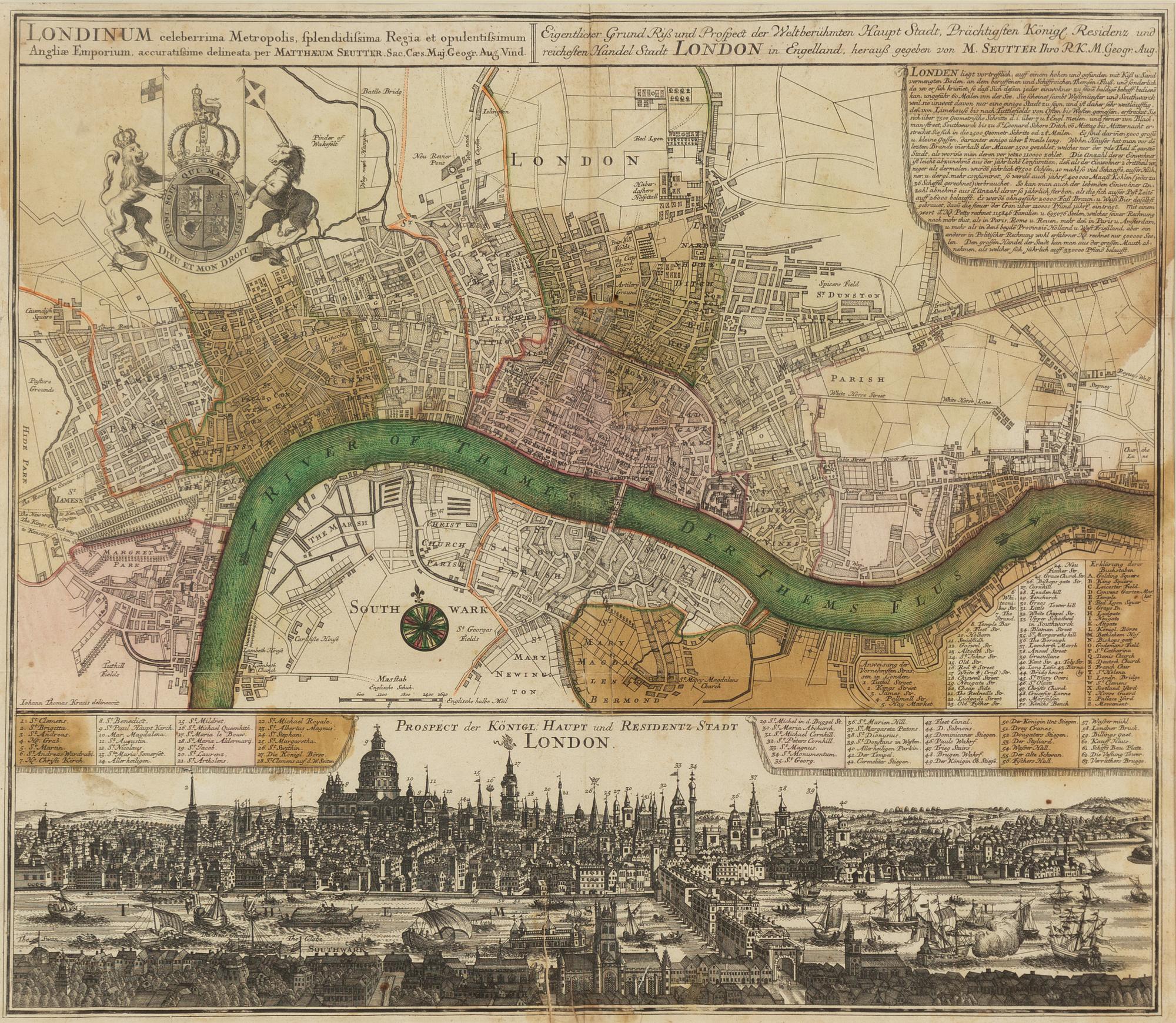Mattheus (Matthäus) Seutter, "Prospect der Königl. Haupt und Residentz Stadt London".