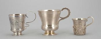 KOPPAR, 3 st, silver, Ryssland. Vikt tot. ca 210 g.