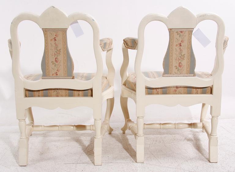 ARMLÄNSTOLAR, ett par, rokokostil, 1900-tal.