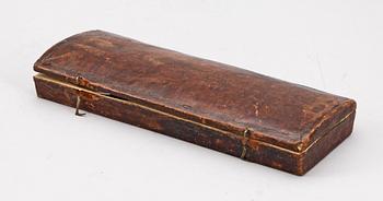 RESEBESTICK I ETUI, 4 delar, silver, Lars Biugg, Jönköping, 1810. Tot ca 270 gram.