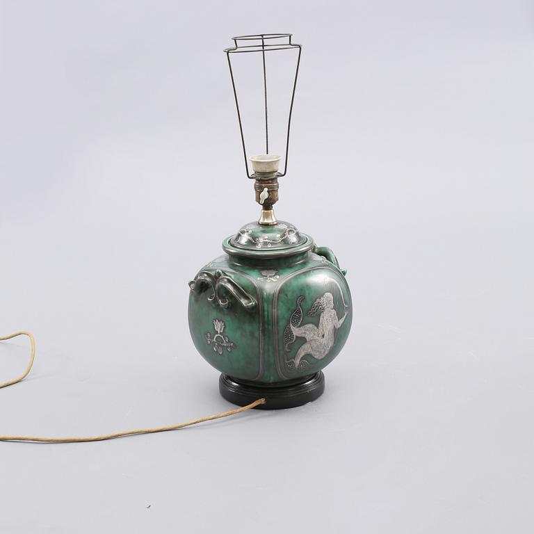 BORDSLAMPA, stengods, troligen "Argenta", Wilhelm Kåge, Gustavsberg, omkring 1900-talets mitt.