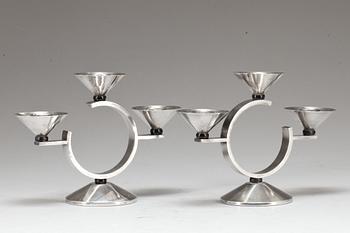 LJUSSTAKAR, ett par, nysilver, art decostil, märkt N.F.S.
