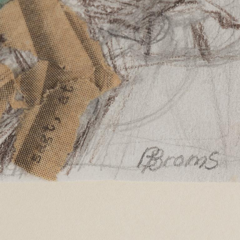 BIRGIT BROMS, collage on paper, signed.