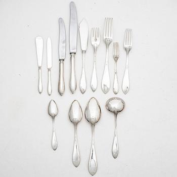 Cutlery service, 112 pieces "Swedish Pointed", various manufacturers, first half of the 20th century, with a fitted case.