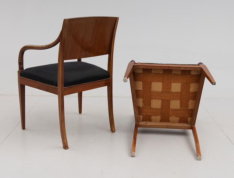 KARMSTOLAR, 4 st, empire, Danmark, 1800-talets första hälft.