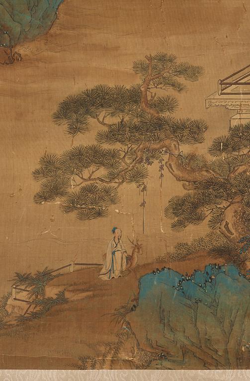 RULLMÅLNING, bergslandskap i Qiu Ying's stil (c.1494-1551).