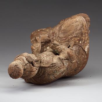 A wooden sculpture of a seated Bodhisattva, presumably Ming dynasty (1368-1644).