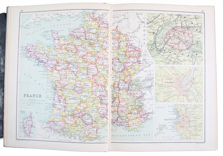 KARTBÖCKER, 4 st, bla "Stielers Skol-atlas" 1849.