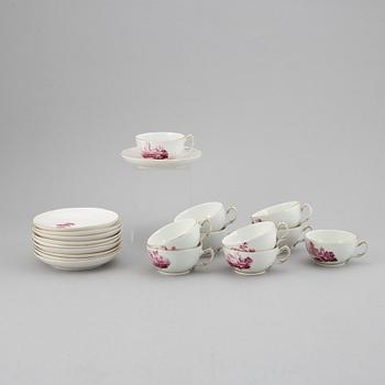 A set of 10 cups with stands, 18th Century, presumably Tournay.