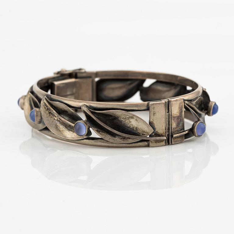 Bangle, silver with chalcedony.