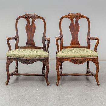 KARMSTOLAR, ett par, Rokoko, 1700-talets andra hälft.