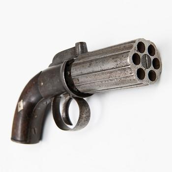 A Six-Shot Percussion Pepperbox Revolver, first half of 19th Century.