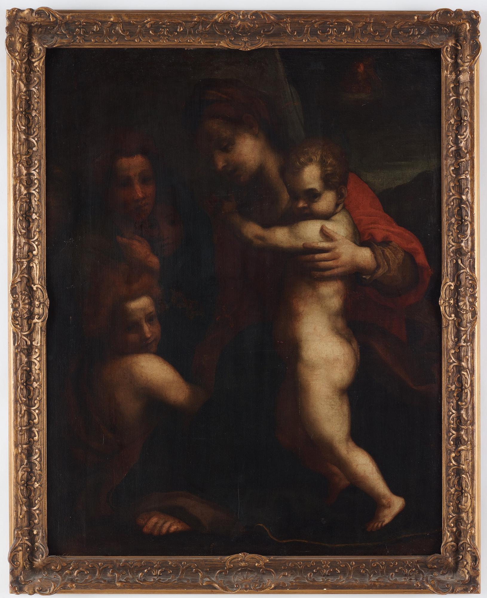 Antonio Allegri Correggio In the manner of the artist, The Madonna and Child with the Infant Saint John the Baptist.