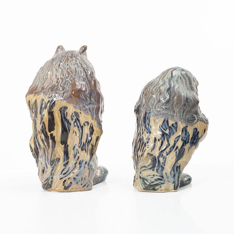 Figuriner 7 st, stengods, "John Bauers Troll", Rosa Ljung, Höganäs.