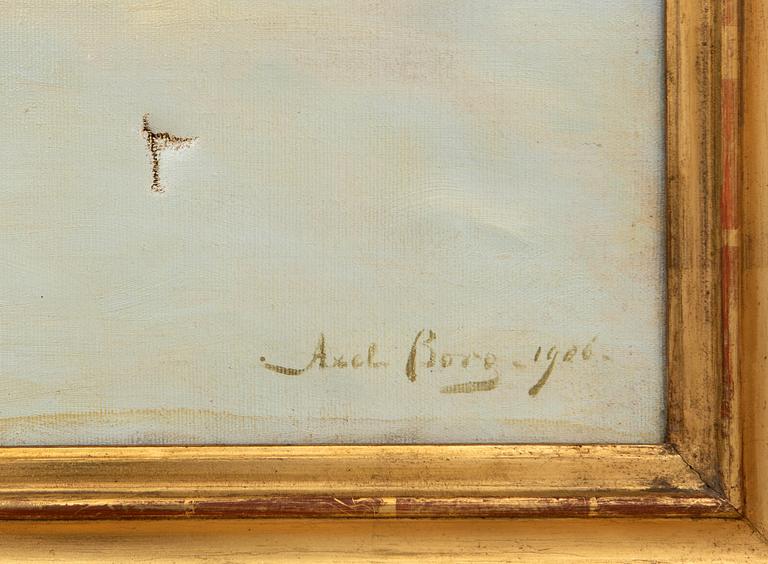 Axel Borg, Winter landscape with a moose family.