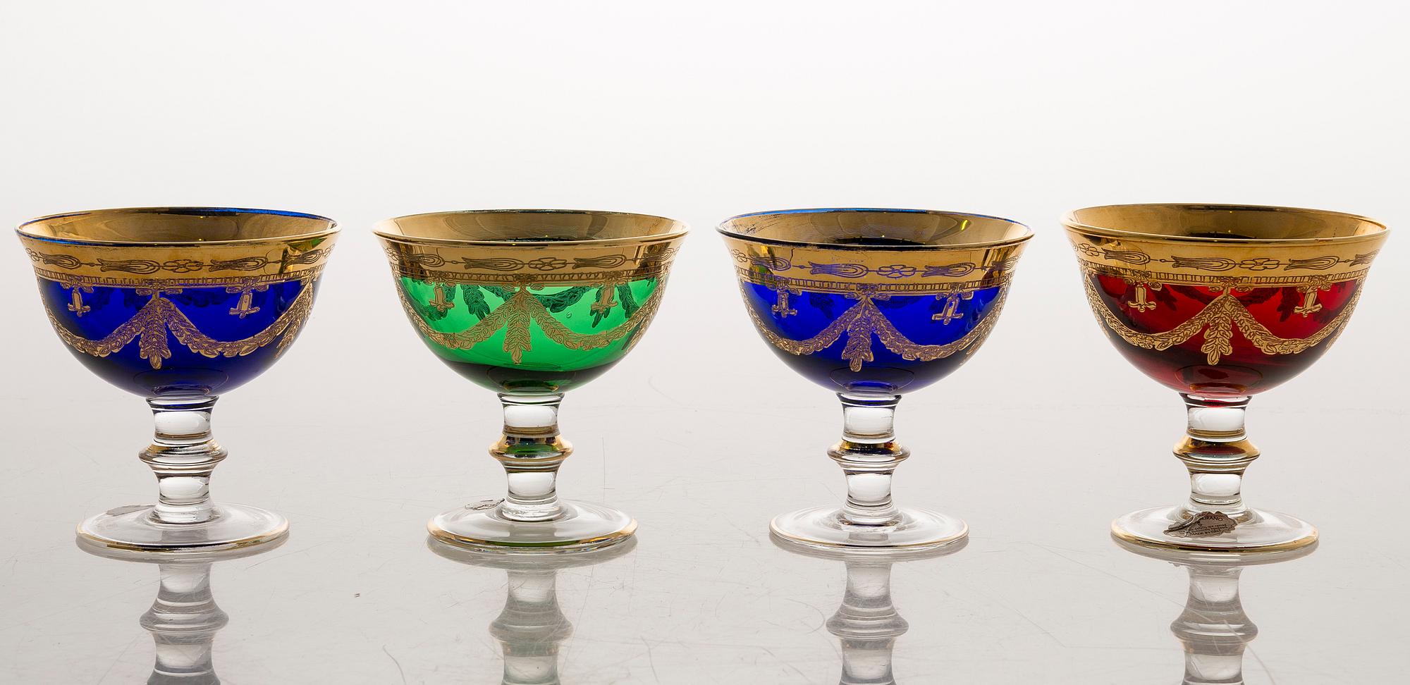 A set of footed Murano glasses and bowls, Italy, around mid-20th Century.
