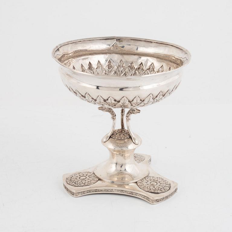 A Swedish Silver Empire Bowl, mark of Carl Fredrik Lillja d ä, Karlskrona 1828.