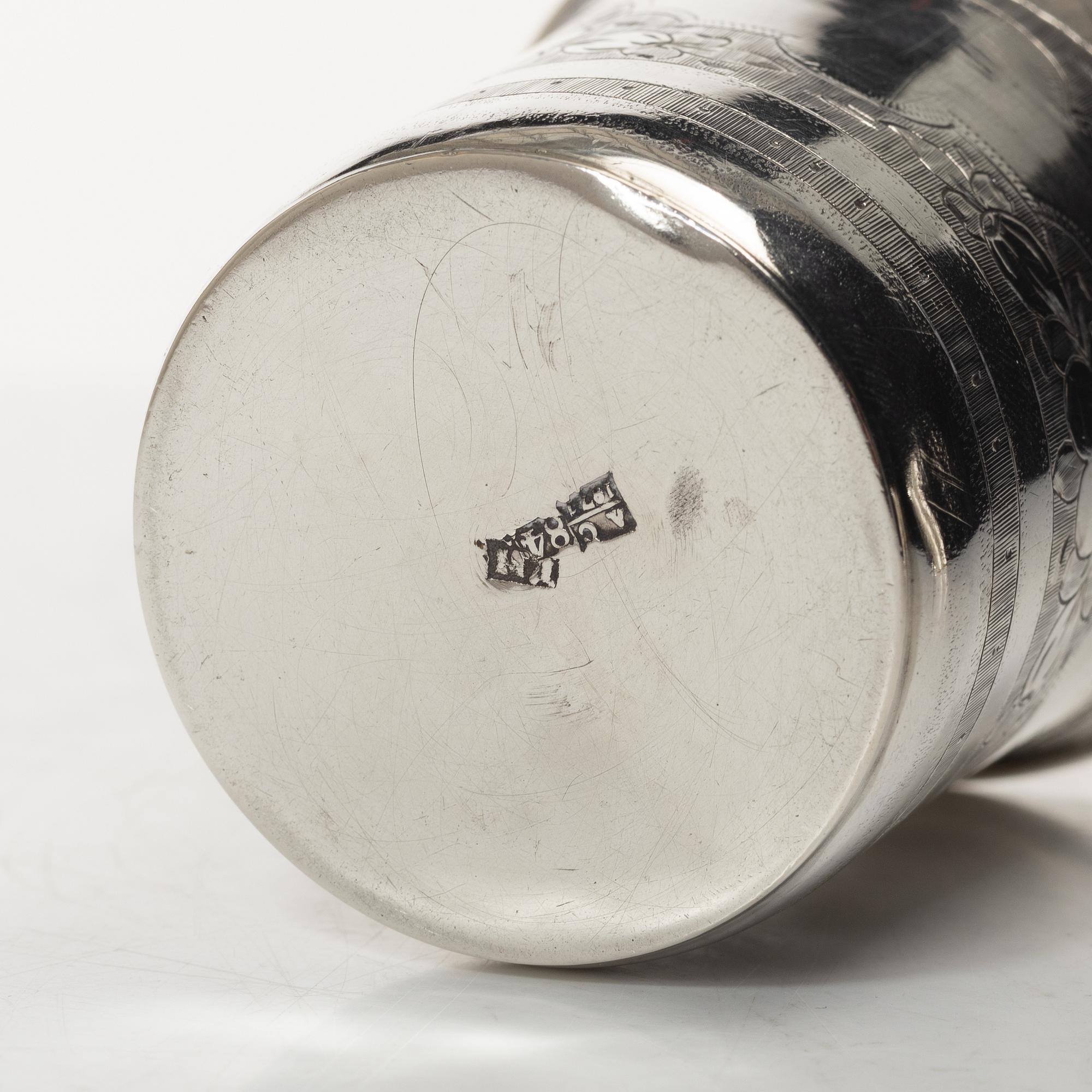 Bägare, 5 st, silver, Ryssland, 1800/1900-tal.