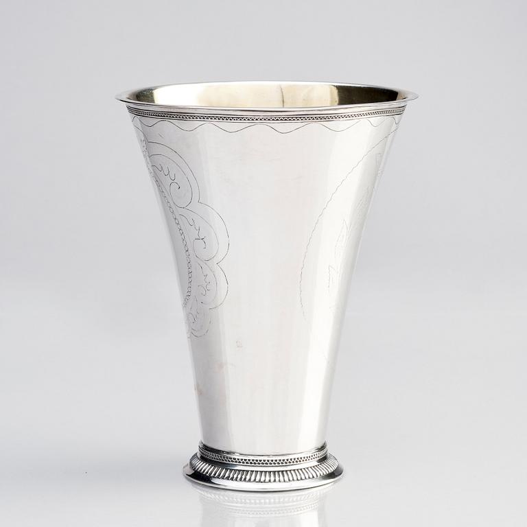 A Swedish 18th century parcel-gilt silver beaker, mark of Johan Schröder, Landskrona 1796.