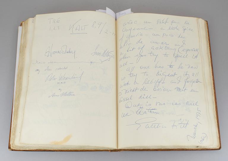 GÄSTBOK MED KÄNDISAUTOGRAFER, Kockska Krogen i Malmö, 1968-92.