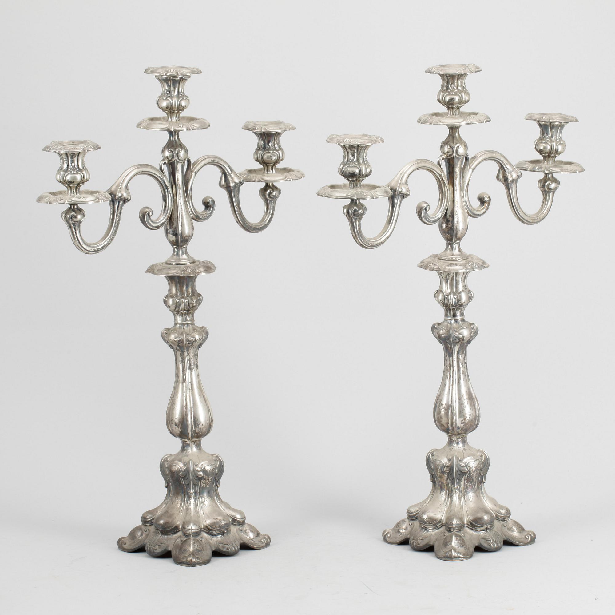 KANDELABRAR, ett par, silver, Tyskland, 1800/1900-tal.