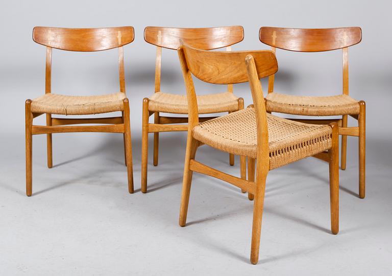 STOLAR, 4 st, Hans J Wegner, 
"Spisestolen", CH-23, Carl Hansen & Son, Danmark.