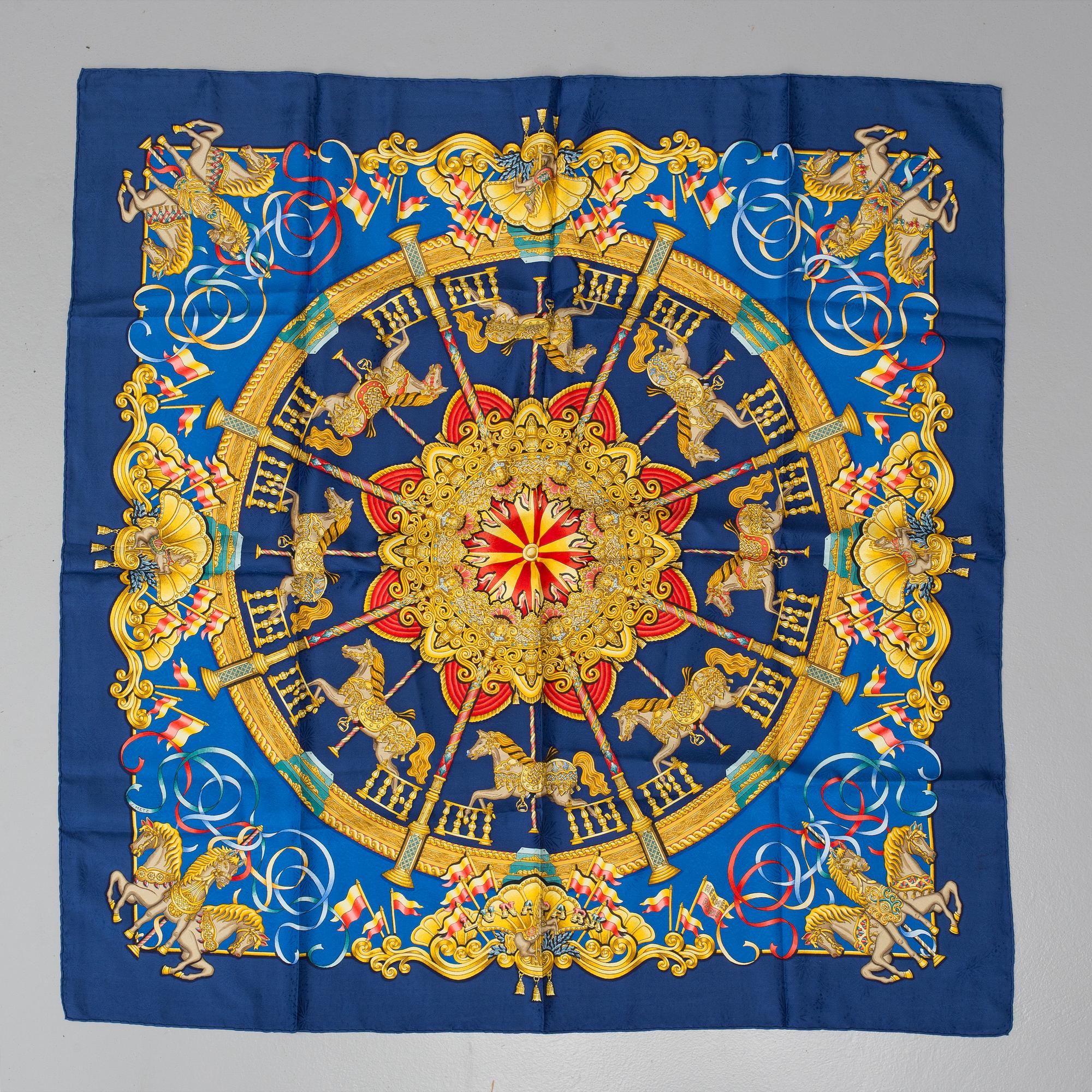 A Hermès silk scarf "Luna Park" by Joachim Metz 1993/94.