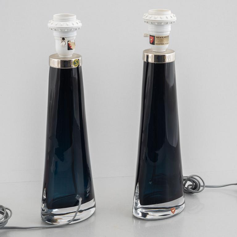 Carl Fagerlund, a pair of model "1566" table lamps, Orrefors, Sweden, second half of the 20th century.