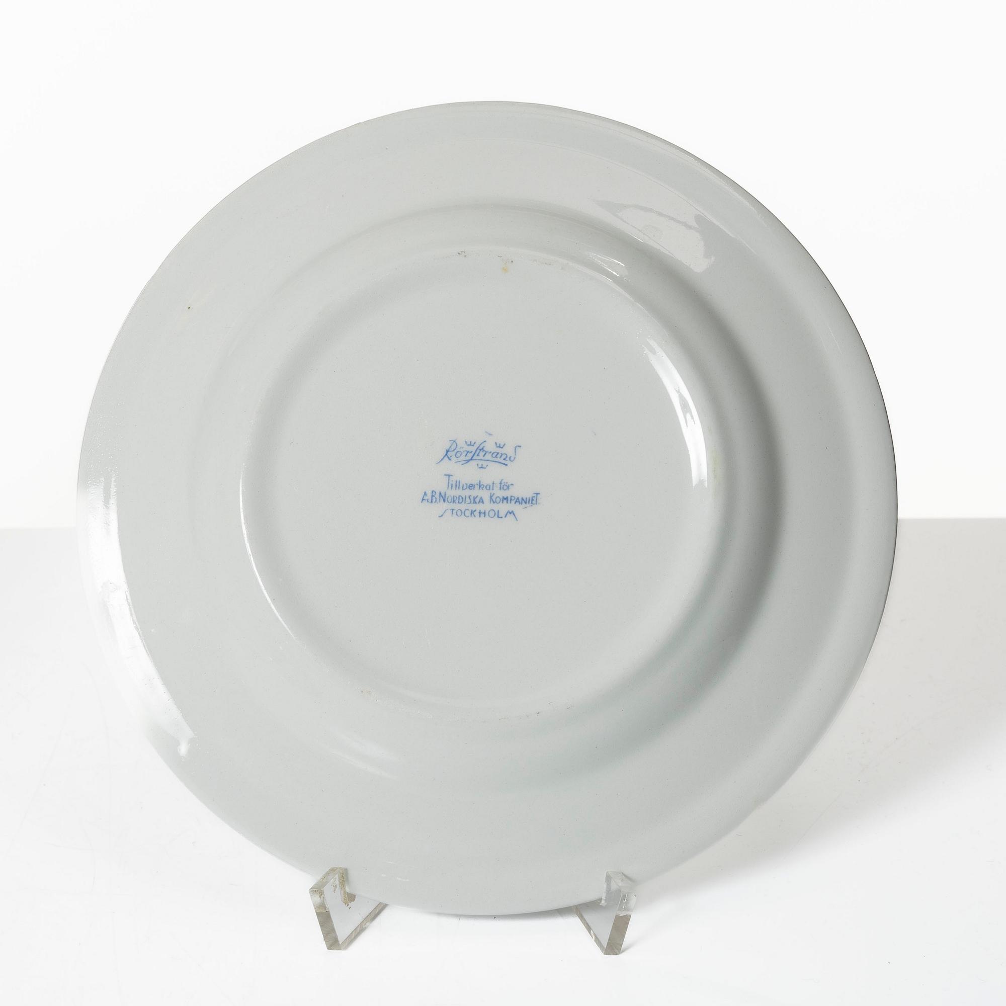 Matservis, 45 delar, porslin, "Kungliga Svenska Segelsällskapet", tillverkad för Nordiska Kompaniet, Rörstrand.